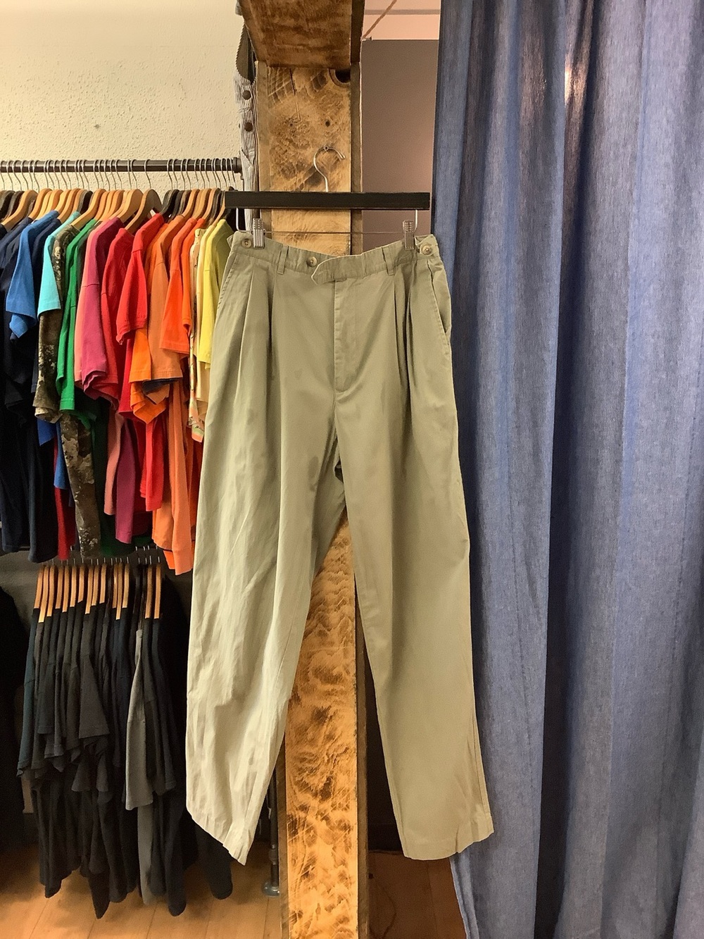 Vintage Khaki Pleated Trousers